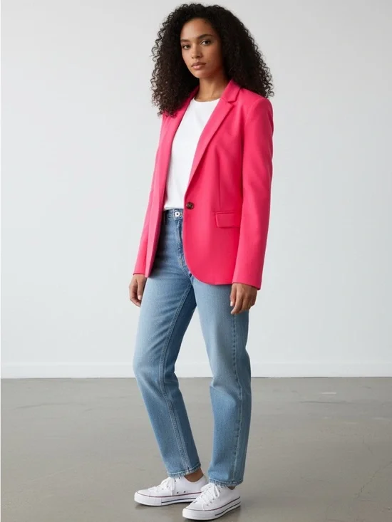 H&M Women's Hot Pink Tailored Blazer - Picture 3 of 11